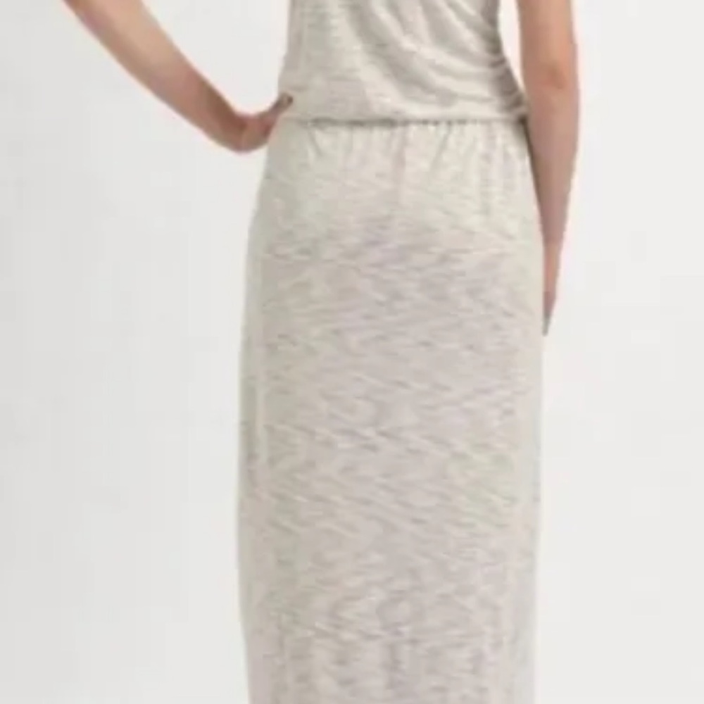 Anthro Deletta Grecian Tulip Slub Jersey Knit Maxi Dress Ivory Medium M - Picture 8 of 8